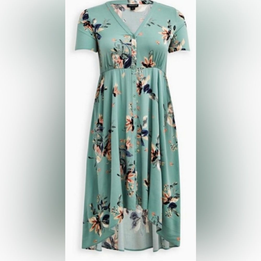 Torrid Green Floral MIDI Dress